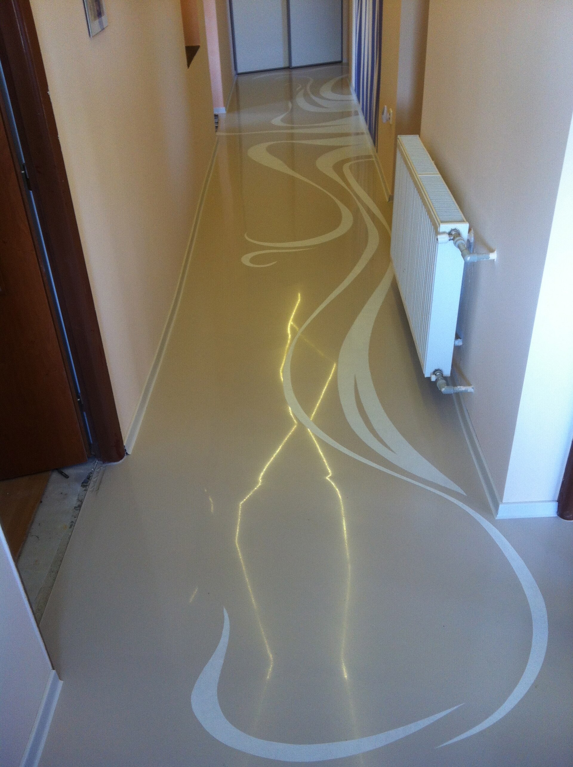 Hand-finished metallic epoxy